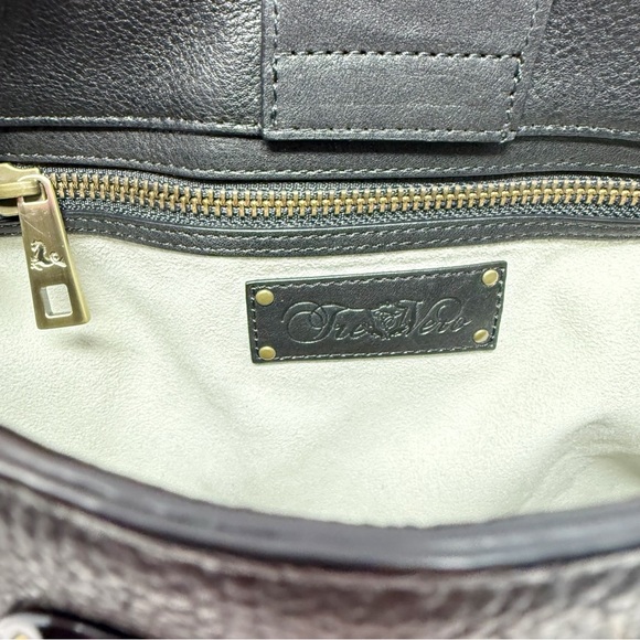 Tre Vero Leather Satchel Tan and Black Women's Handbag - Picture 7 of 16